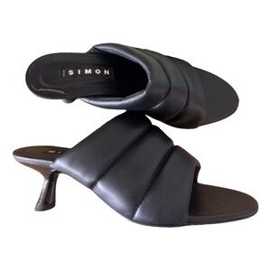 EXC $365 Simon Miller Quilted Faux Leather Kitten Heel Sandals 38